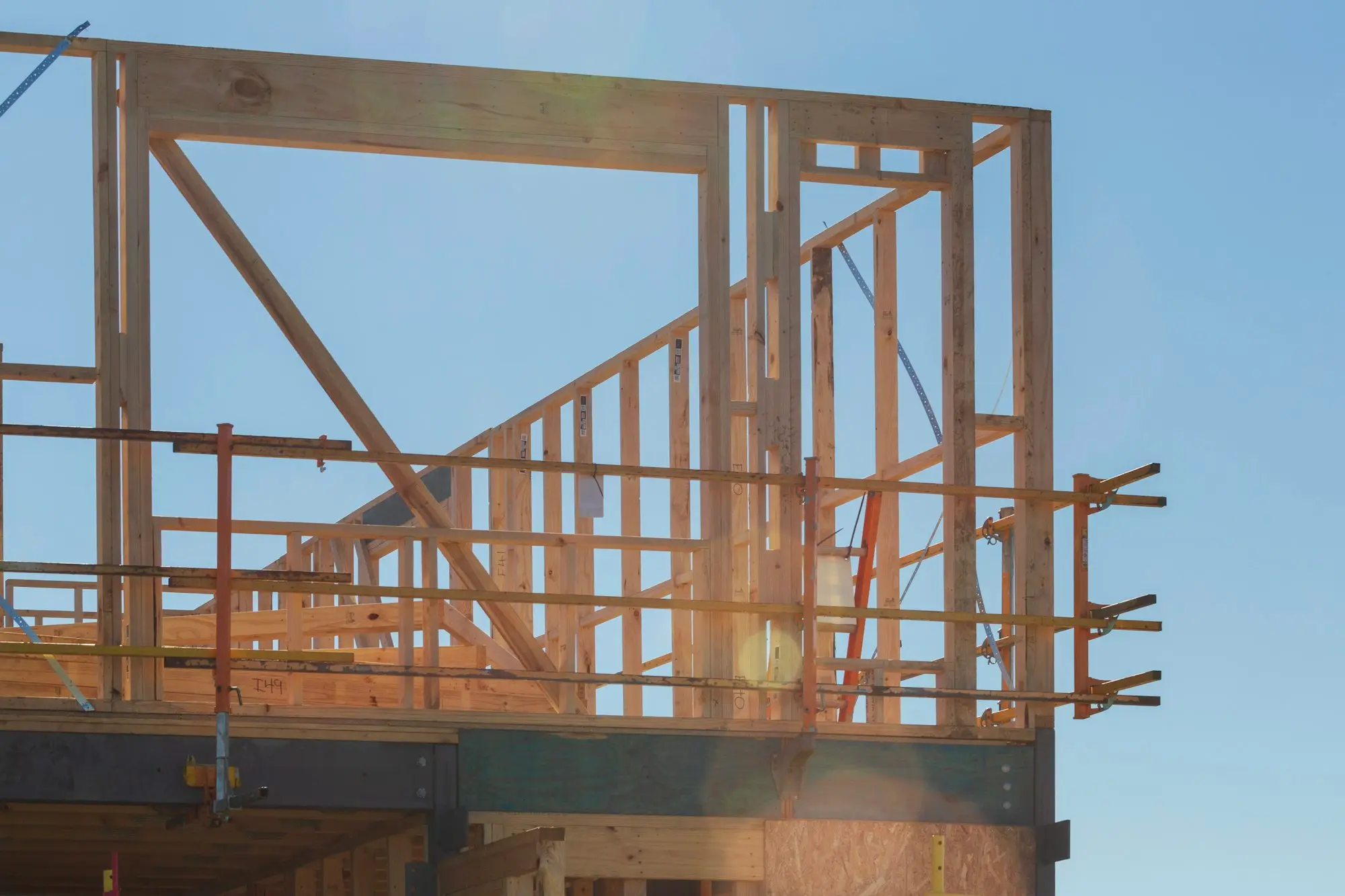 Timber frame on a building site in Clyde North, Victoria