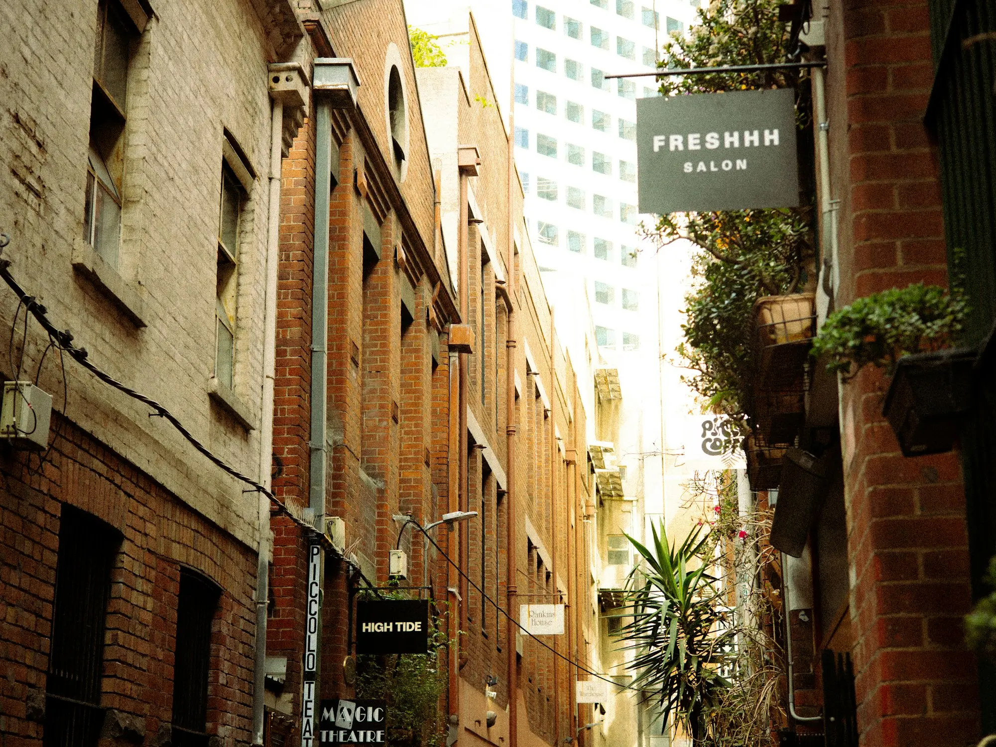 Laneway with shopfronts in the Melbourne CBD